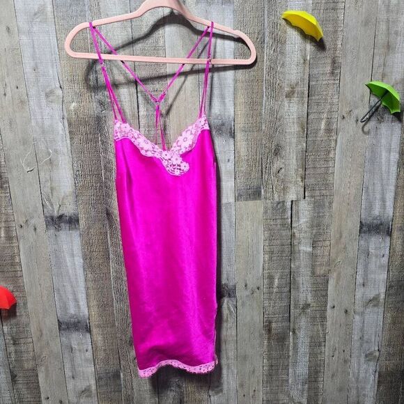 Victoria's Secret Pink Satin Lingerie Lace Slip Dress - Picture 1 of 5